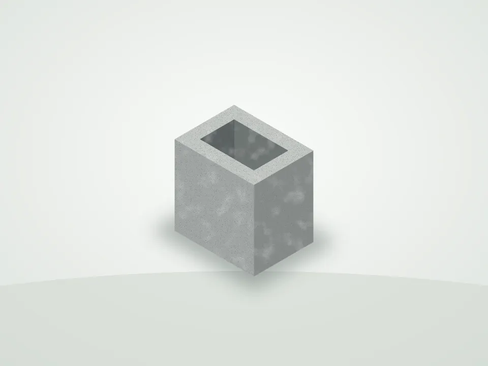 Medio bloque N.º 15 — Media pieza para trabas, esquinas y remates sin cortar bloques en obra.